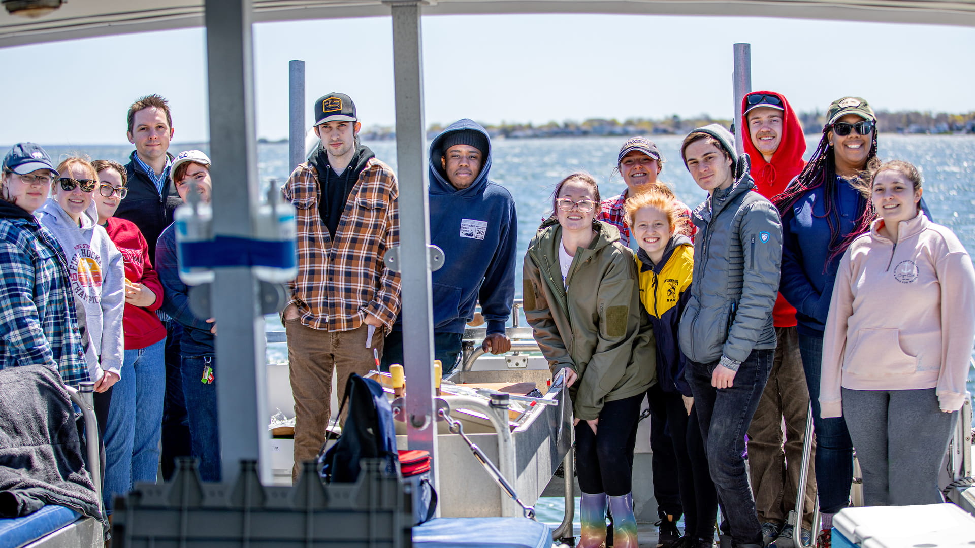 Sustainable Food Systems students on a Save the Bay trip to learn about our coastal ecosystem.