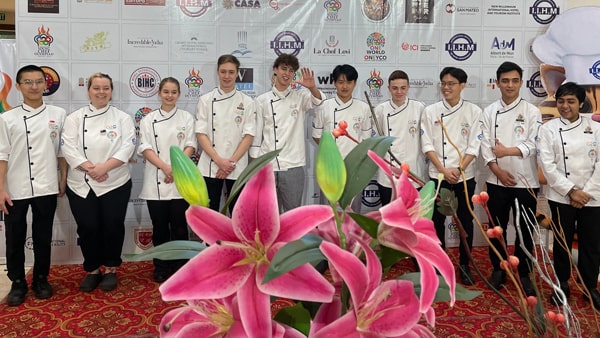 Chantelle Gonsalves '23 (third from left) with the Top 10 finalists of the Young Chef Olympiad competition.