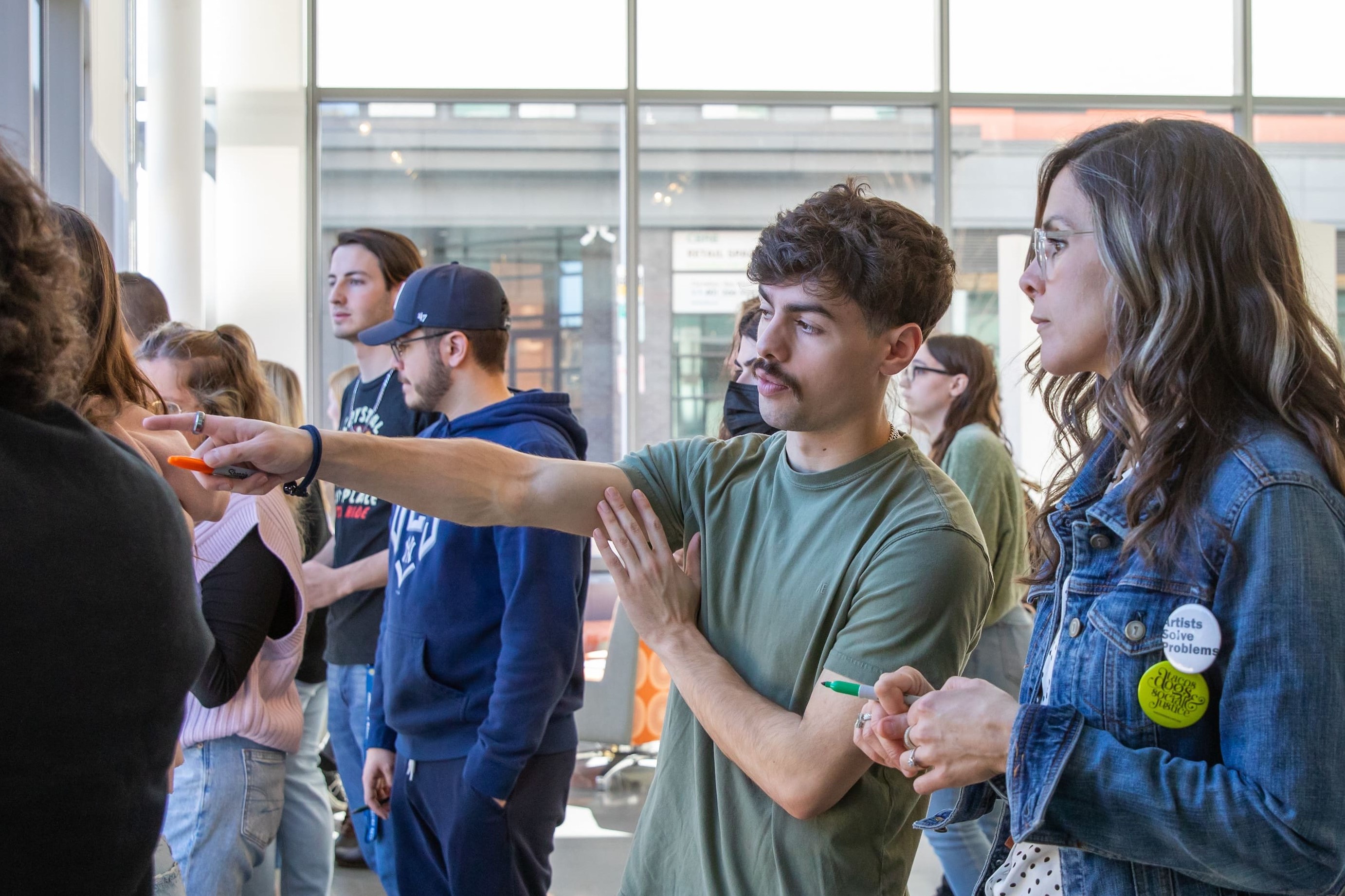 design students doing group work