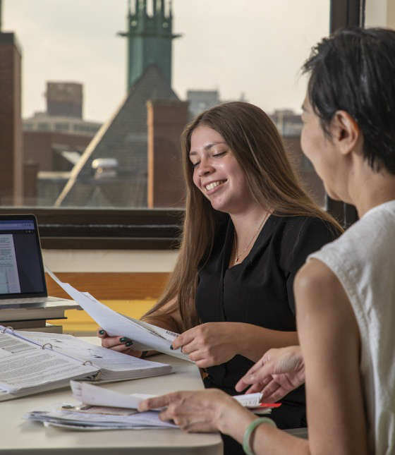 Student receiving support from a professor