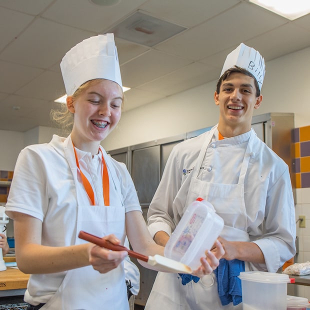 Career Ex students in the kitchen.