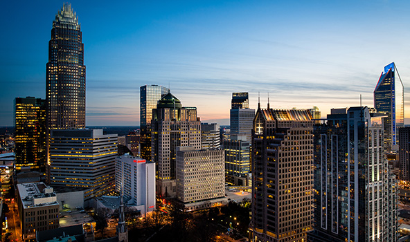 The city skyline of Charlotte North Carolina