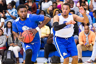 JWU Charlotte Mens Basketball during a game