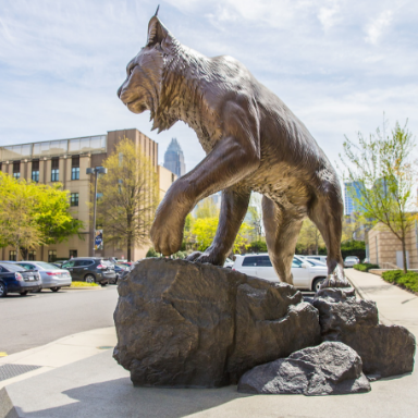 Wildcat statue side view