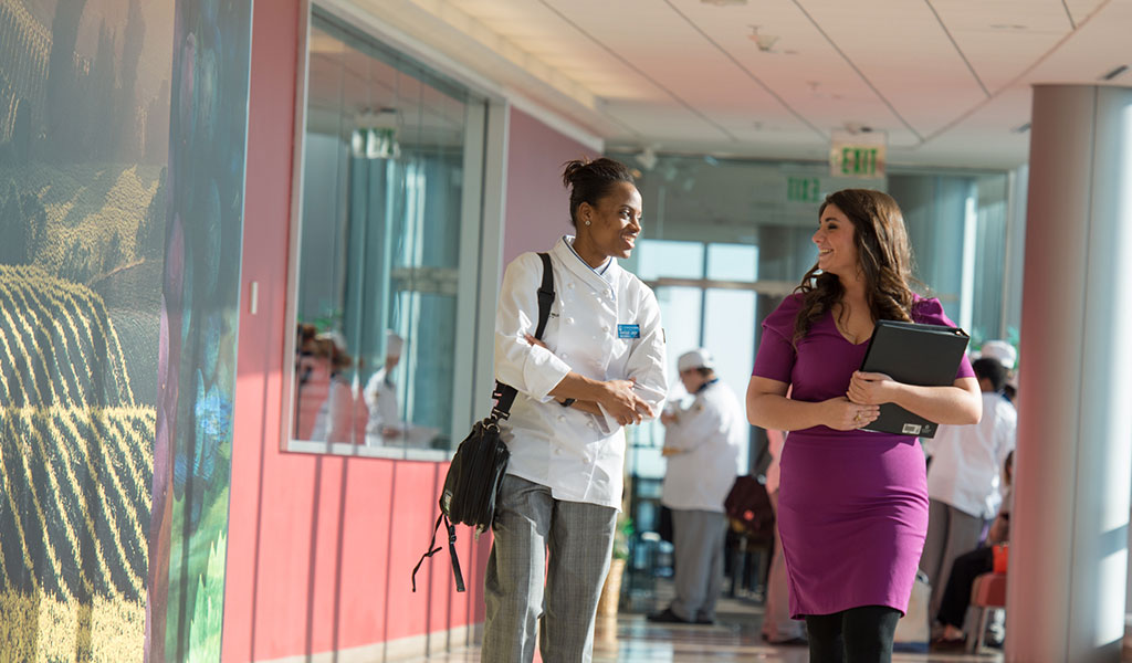 students walking in hallway