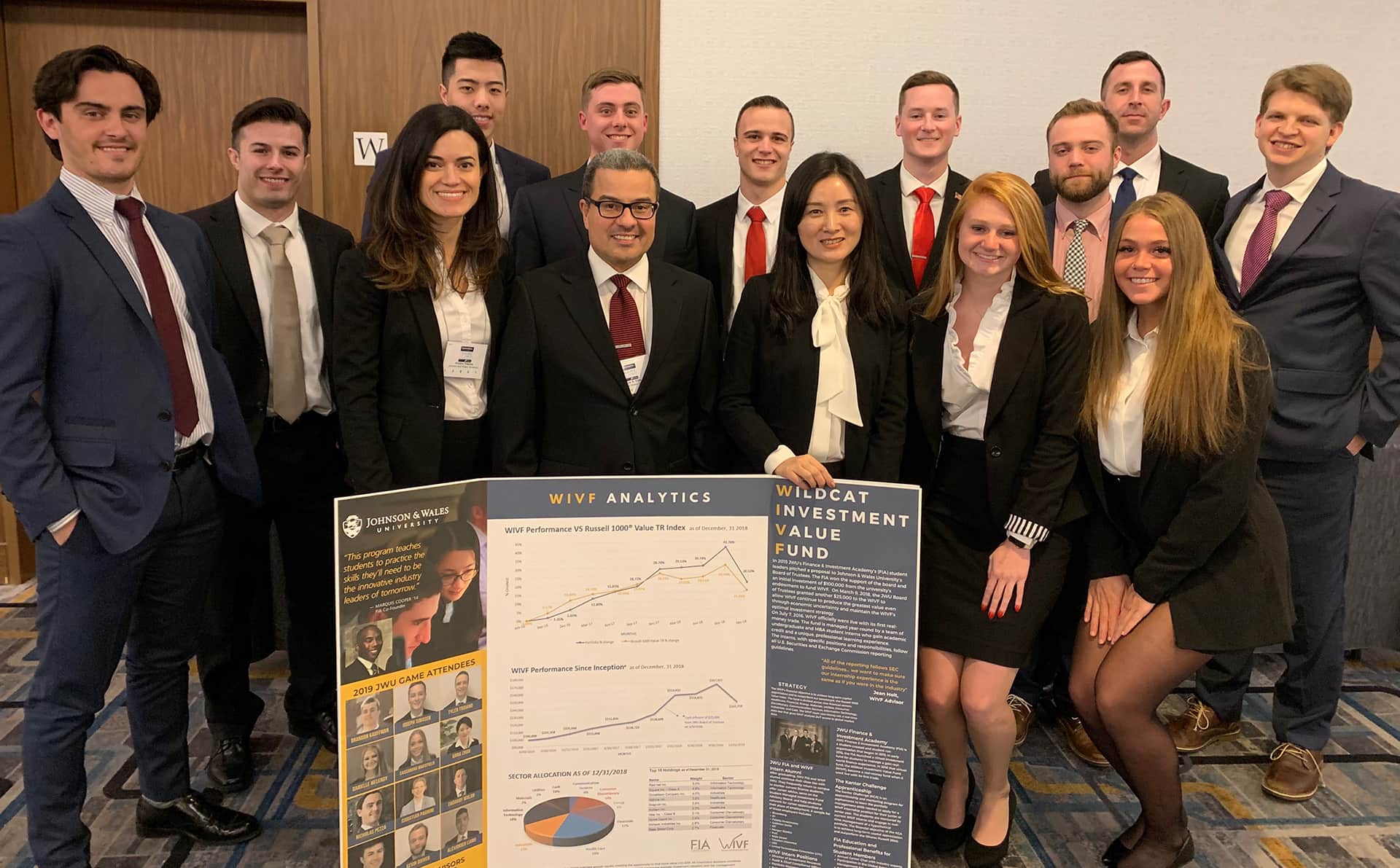 JWU’s Wildcat Investment Value Fund (WIVF) group at the Quinnipiac G.A.M.E. IX Forum JWU’s Wildcat Investment Value Fund (WIVF) group at the Quinnipiac Global Asset Management Educational (G.A.M.E.) IX Forum.