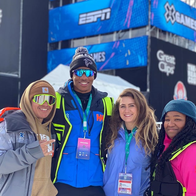 Charlotte SEEM majors Nezzie Miranda, Lee Gonsalves, Christian Murray and Delicia Hicks interning at the 2020 X Games.