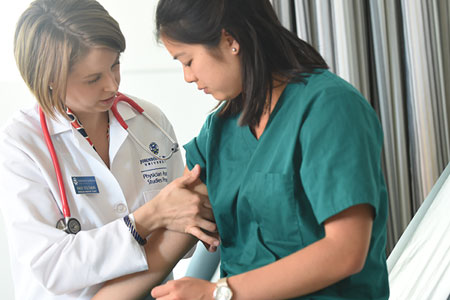 student with stethoscope