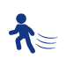 A blue icon of a person running