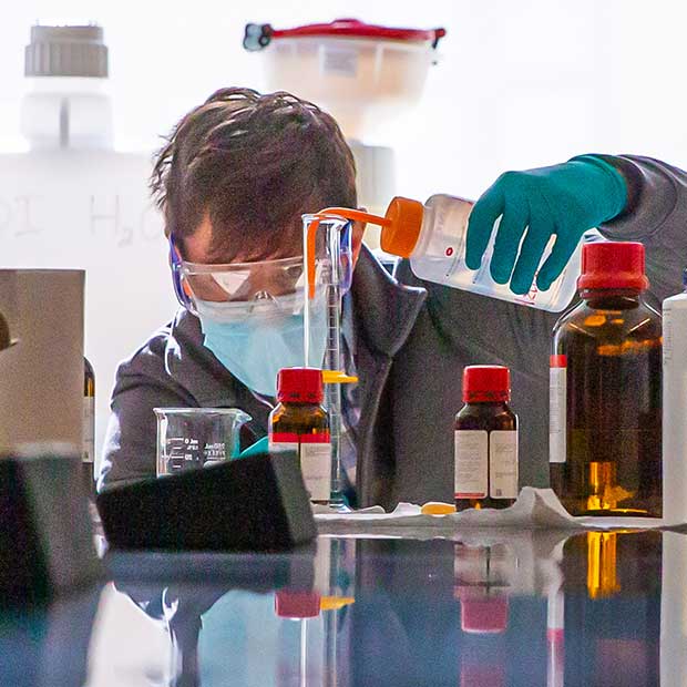 Student in lab