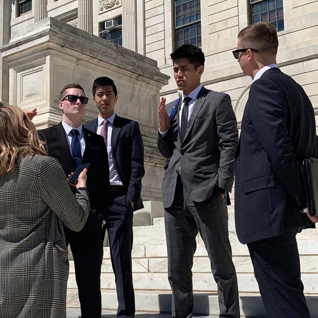 Undergraduate finance students visit the Rhode Island state capitol