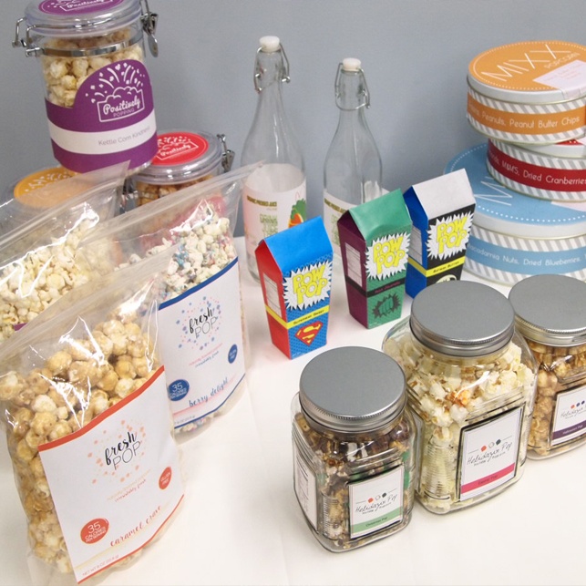 Student design packaging for Fresh Pop Popcorn