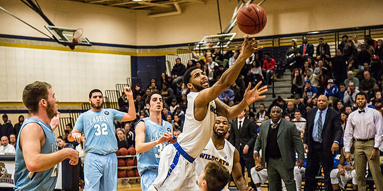 Senior Tom Garrick during a game against Lasell