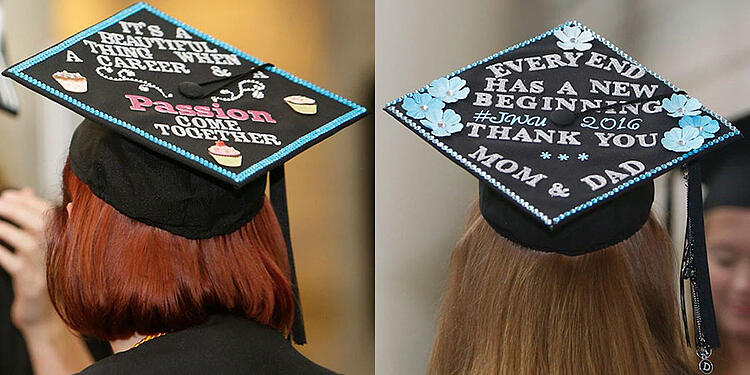 Grad mortarboards.