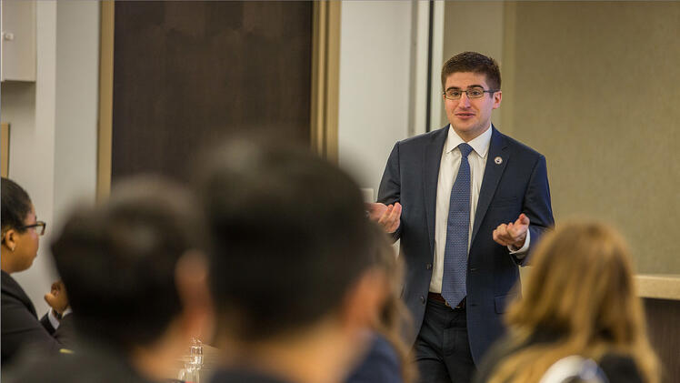 Student presenting at Hilton Day