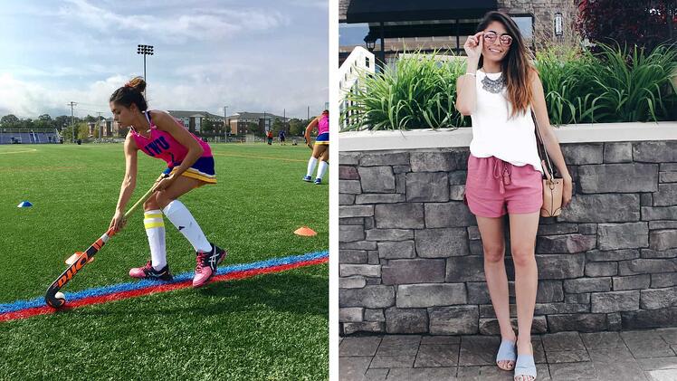 Katarina Brunette on playing field hockey and taking a break on campus.