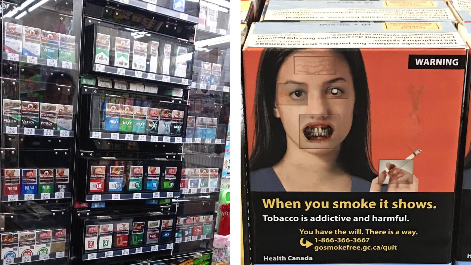 Cigarette warning labels ad campaign.