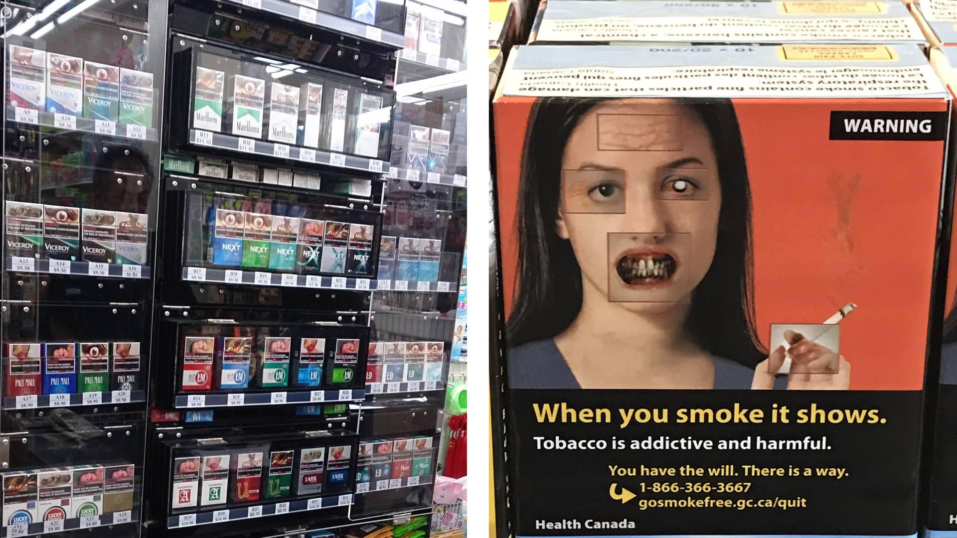 Cigarette warning labels ad campaign.
