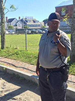 Jerhamy Pow in Nantucket on internship with police department there.