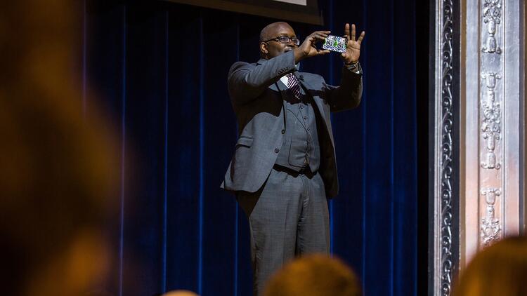 NPR's Eric Deggans speaking at JWU Providence