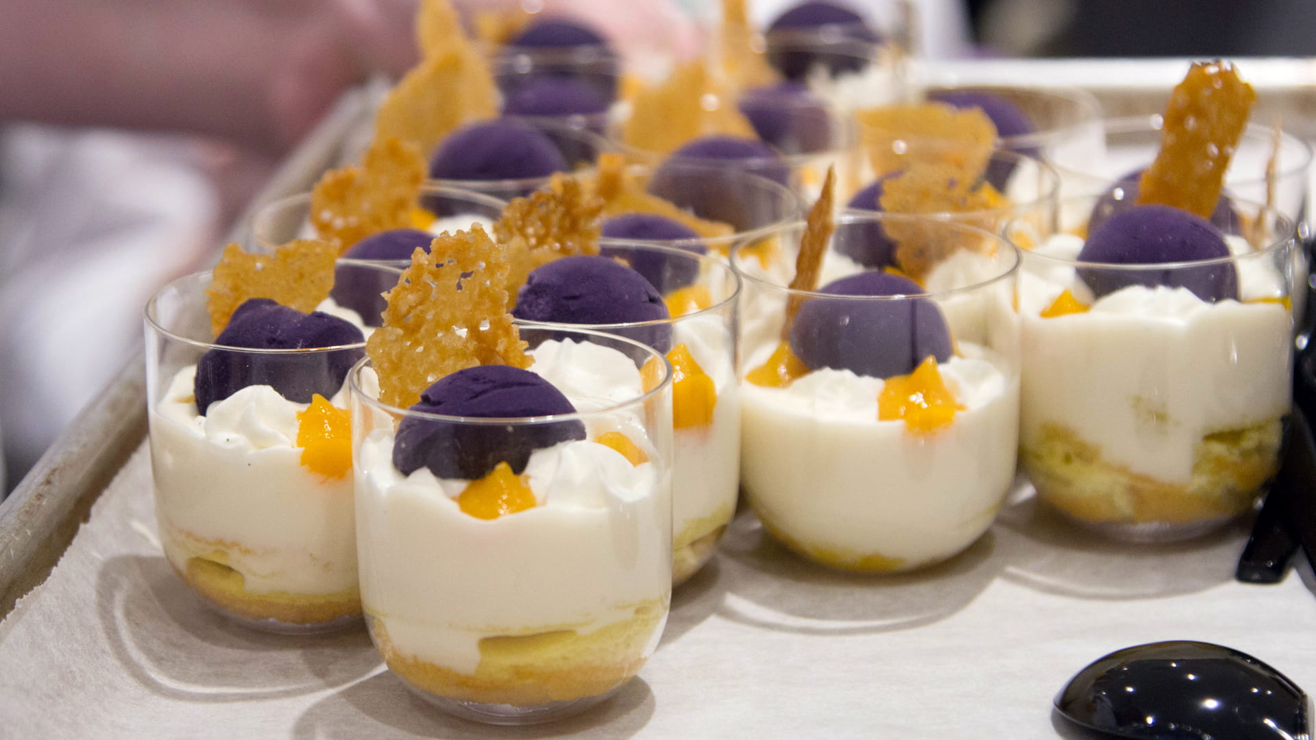 Photos of the Tres Leches dessert samples.