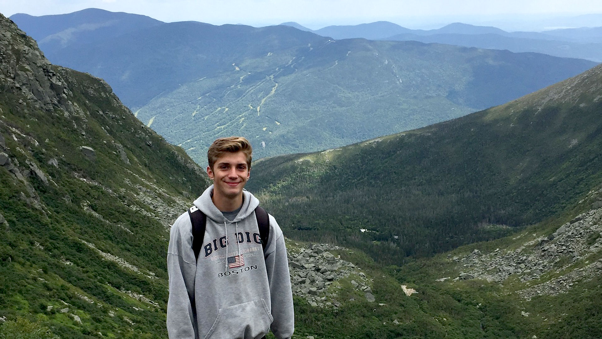 Avery Tupper at the top of Mount Washington.