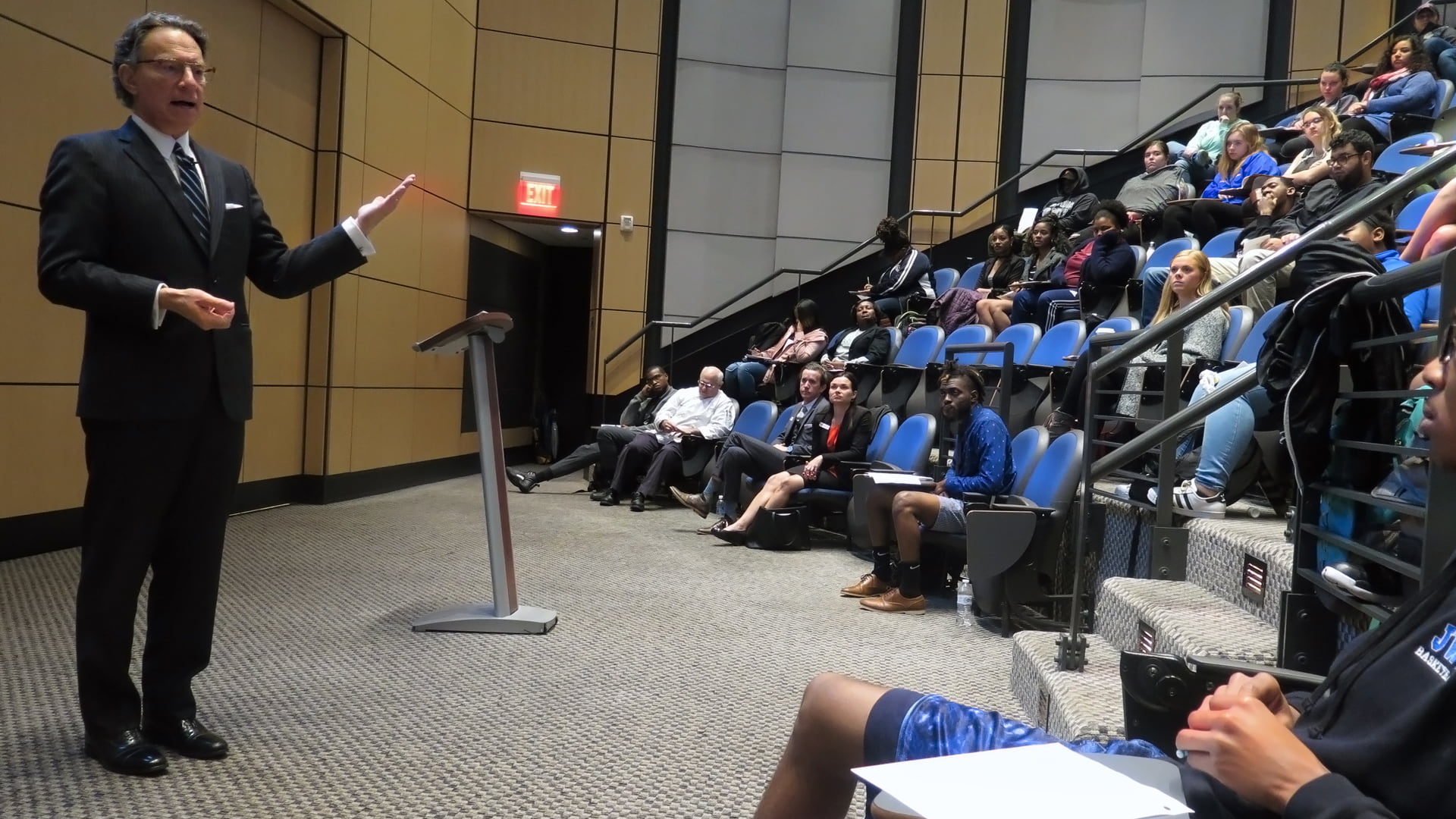 Foundation for the Carolinas CEO Michael Marsicano speaks to JWU students about the career-defining battle he fought over bringing the Pulitzer Prize-winning play, “Angels in America” to Charlotte.