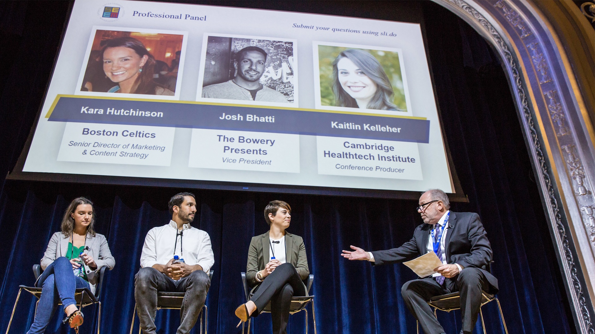 SEEM Professional Panel members Kara Hutchinson, Josh Bhatti, Kaitlin Kelleher and Associate Professor Louis Pullano, M.S.