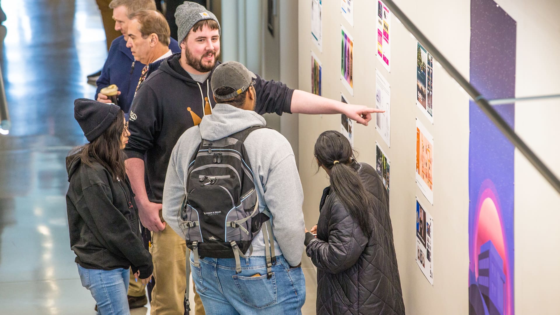 Students' work on display during exhibit.