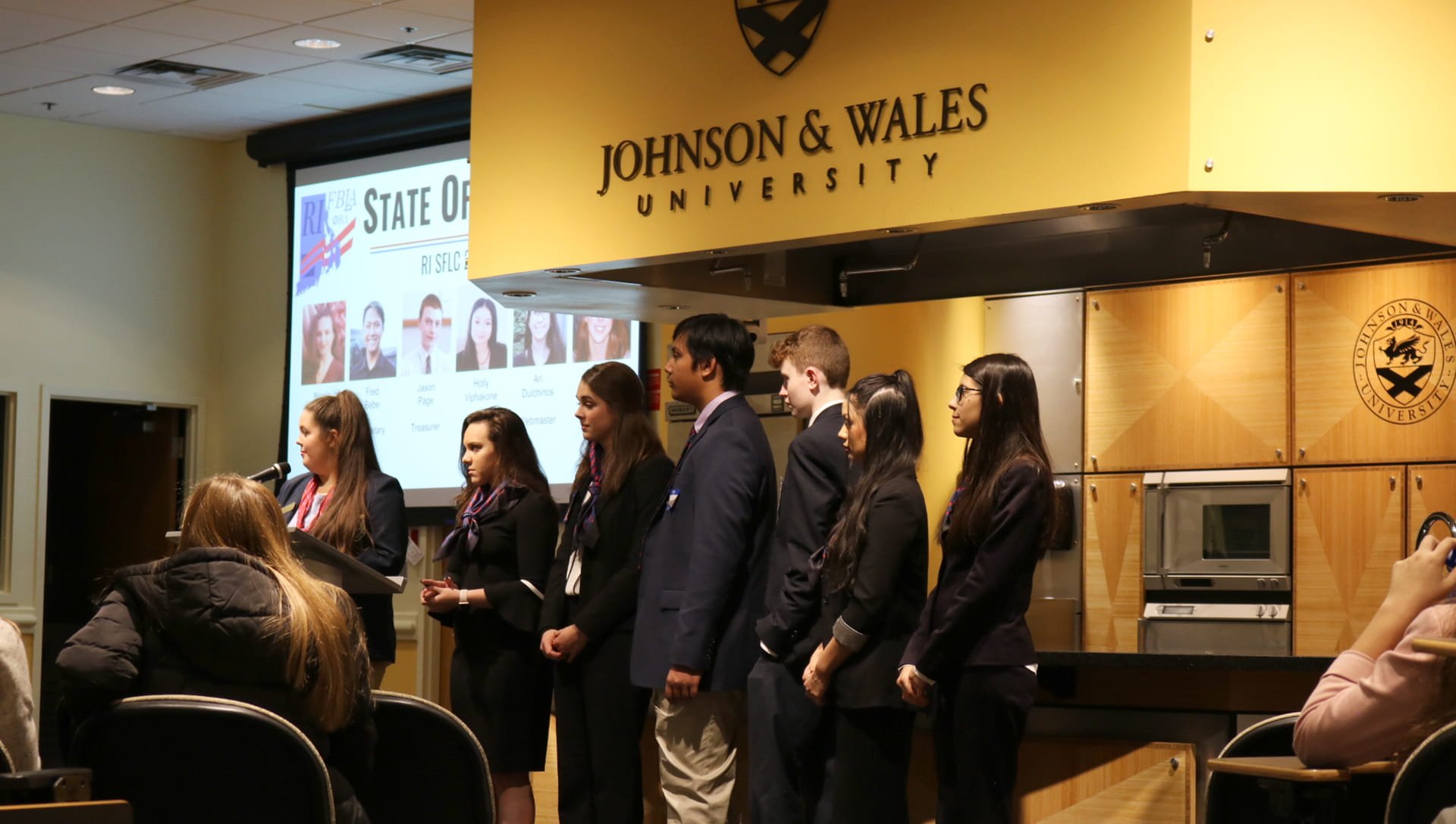 THE OFFICERS BEING INSTALLED TO OFFICE BY PBL SOUTHERN-REGION VICE PRESIDENT ALLYSSA COVERT.