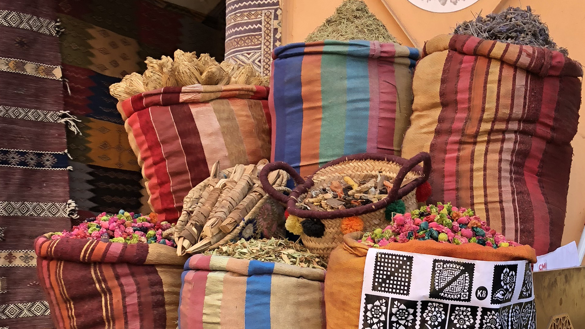 Spices at a market in Morocco.