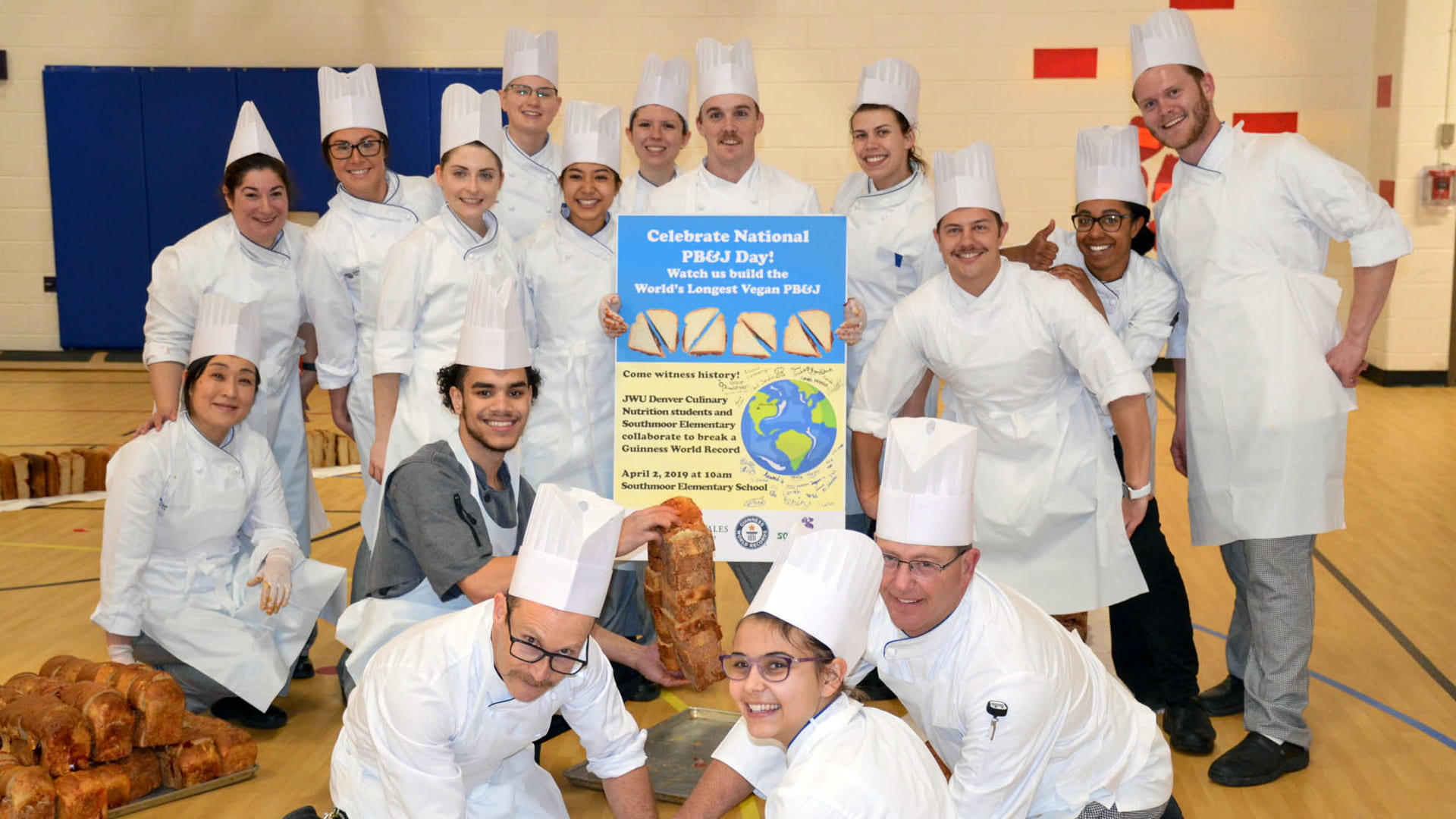 Chef Adam Sacks with JWU Denver students at Southmoor Elementary.