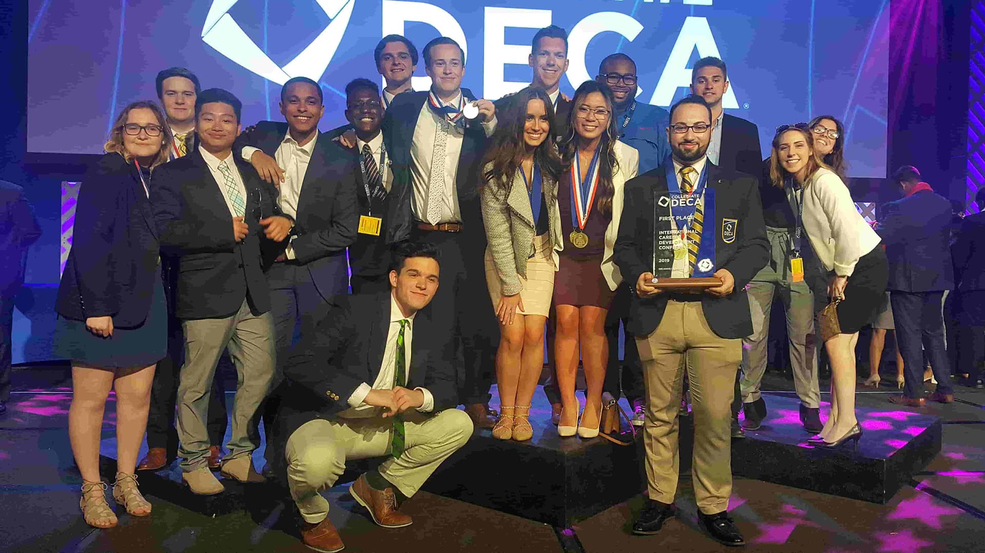 JWU DECA team picture at ceremony