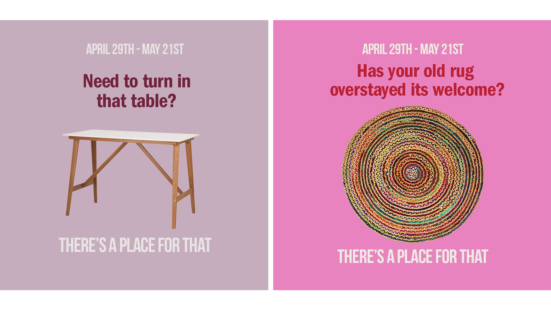 Some examples of posters with table and a rug.