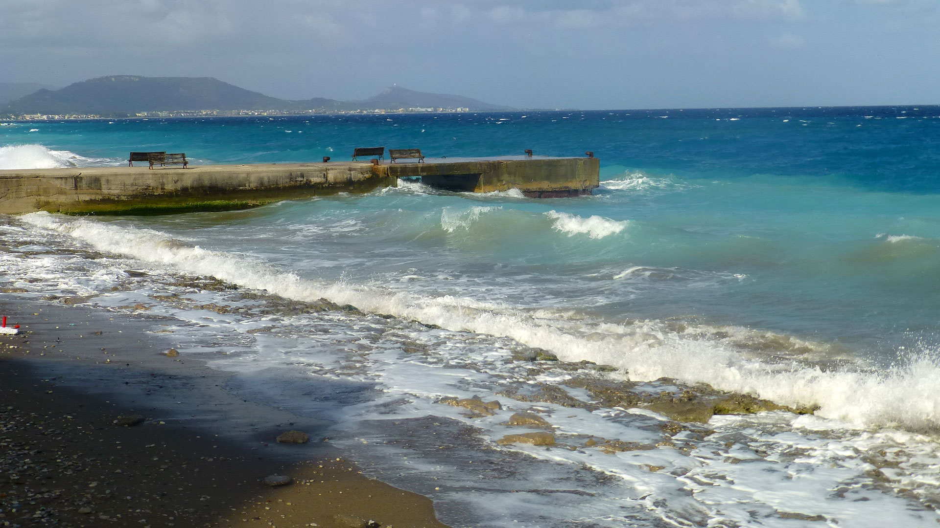 The aegean sea  surrounding the Island of Rhodes, Greece.