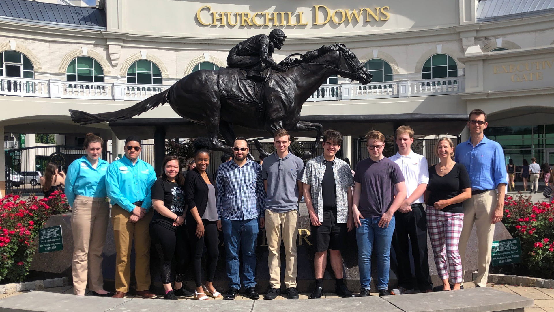 JWU’s SkillsUSA attendees in front of Churchill Downs in Louisville, Kentucky.