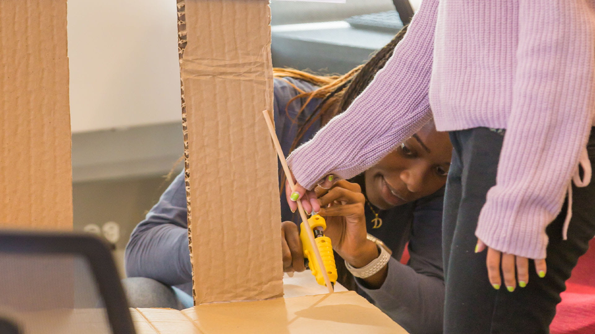 Dominique Scott works on her project.