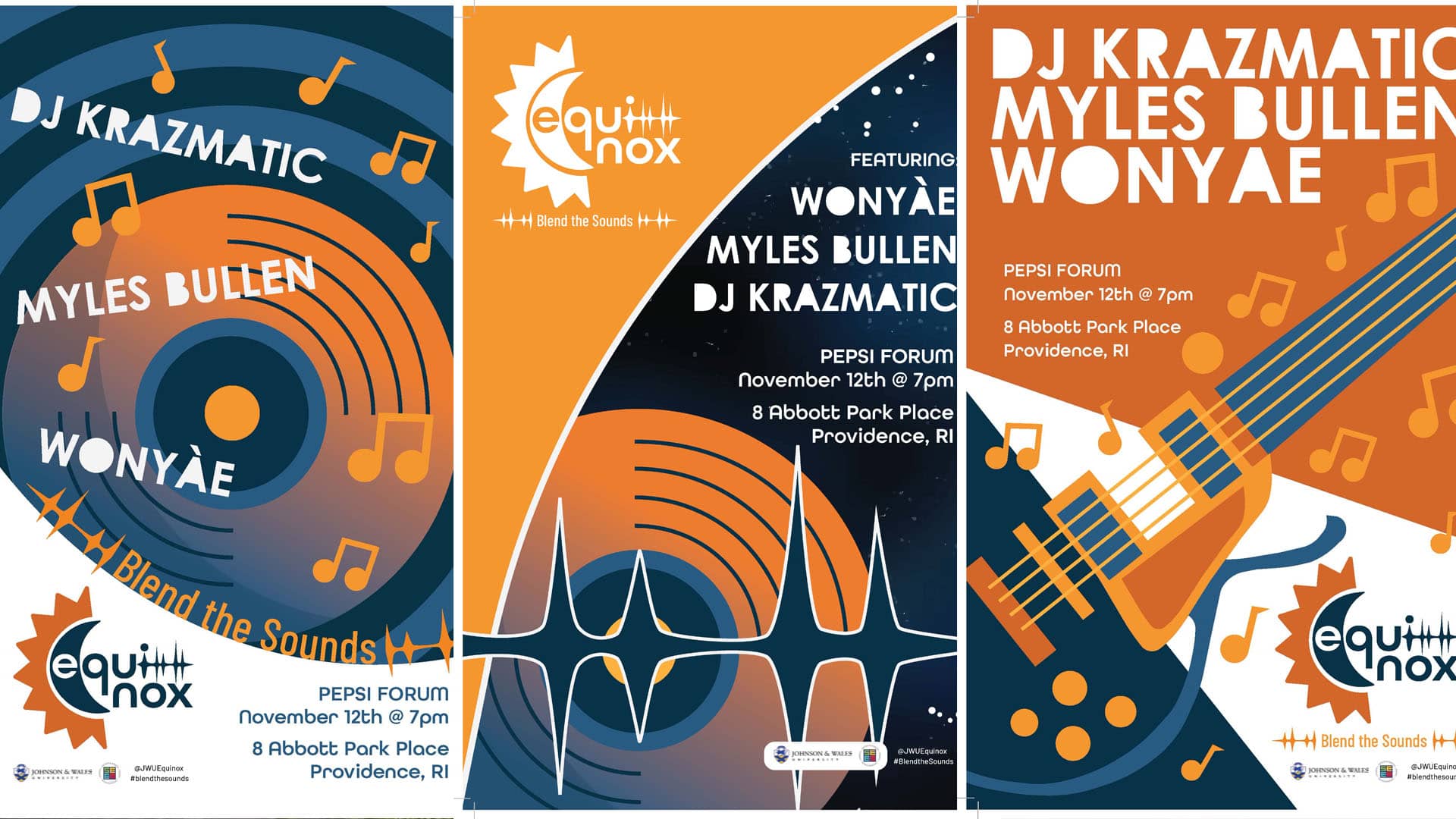 Posters designed for the JWU Equinox concert.