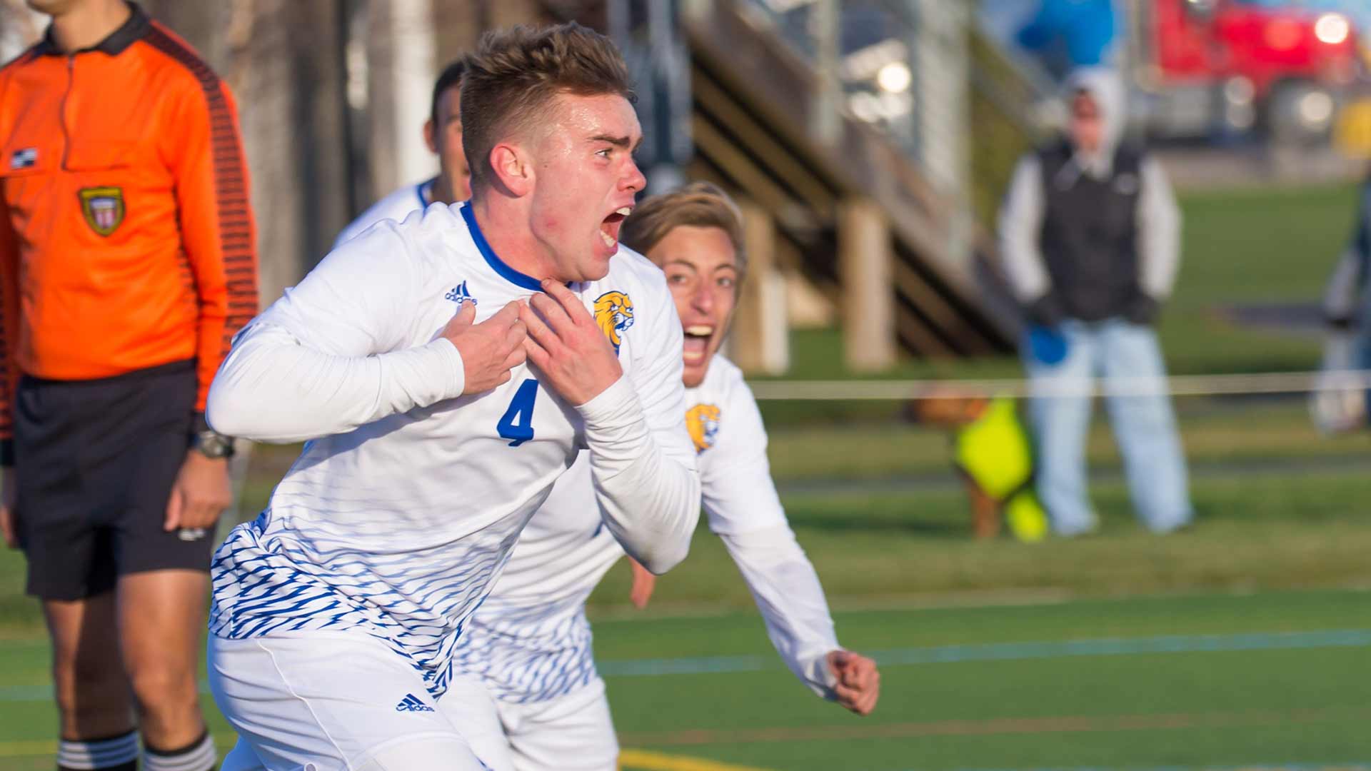 Men's Soccer played an intense game leading up to their victory.