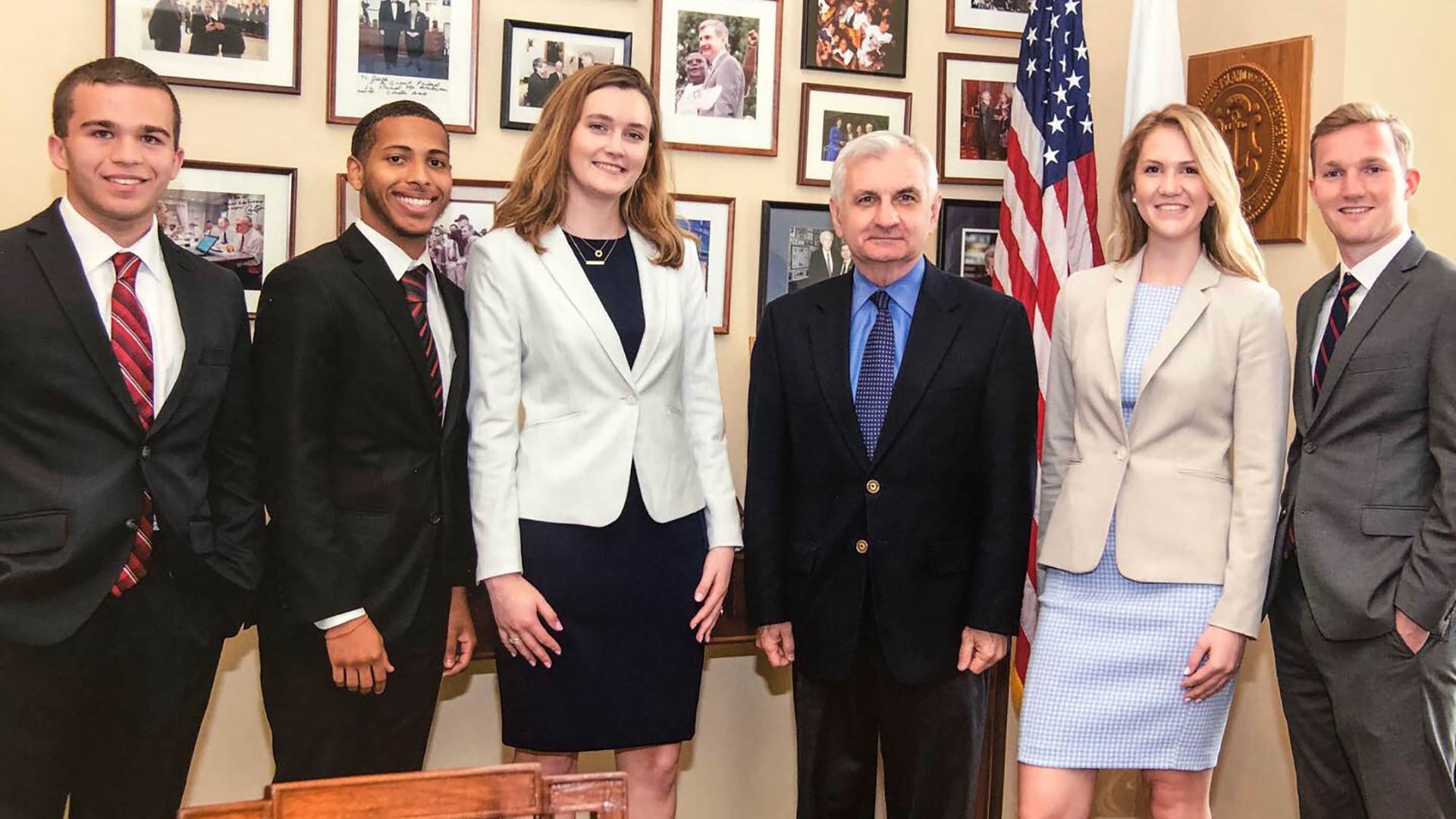 Goldberg with Jack Reed and fellow interns