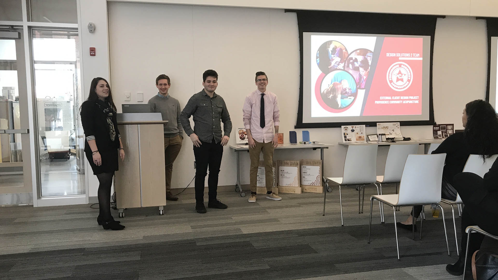 Erin Young, Tim Nugent, Nathan Spinetti and Shawn Updike during their Providence Community Acupuncture presentation. 