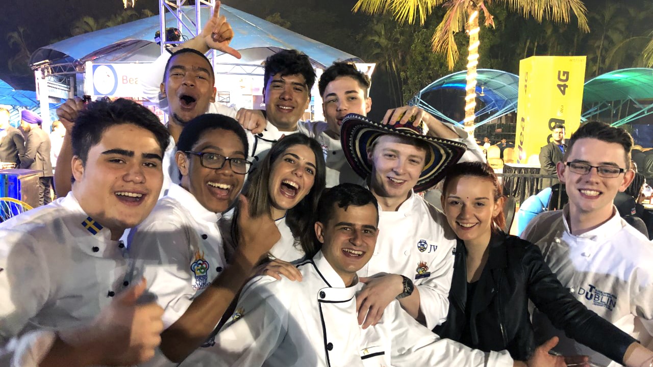 Young Chef Olympiad Kitchen Group Celebrating the Awards