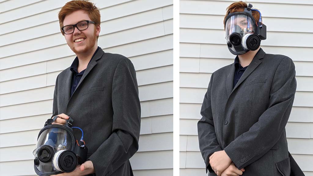Brian Thornber ’21 won the $5,000 first place prize for his Bloodhound Mask.