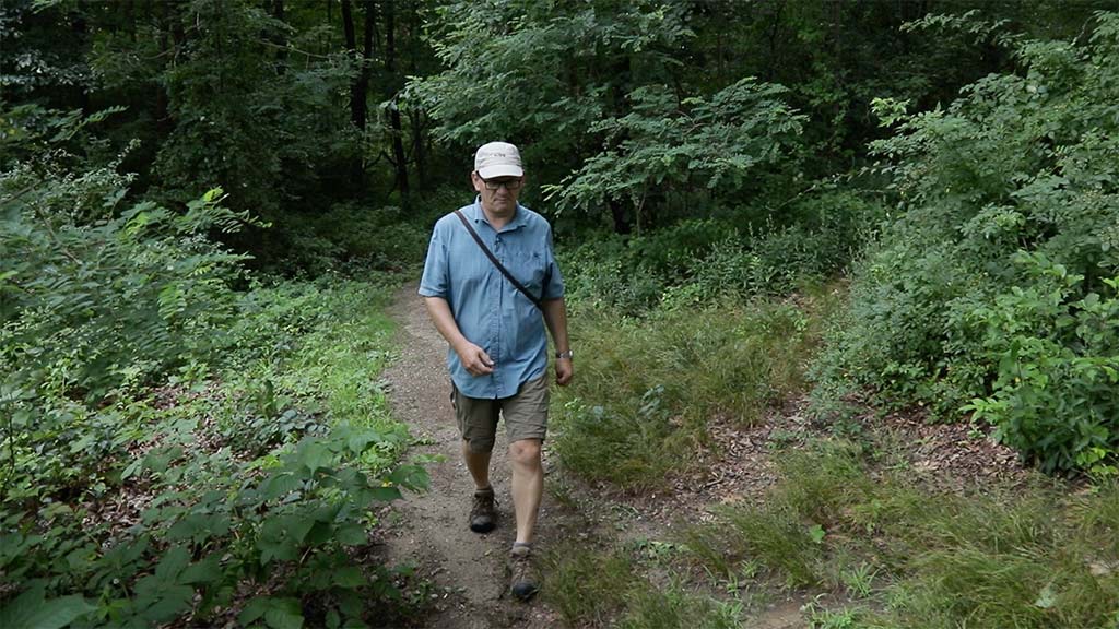 Magnus Thorsson hiking in woods