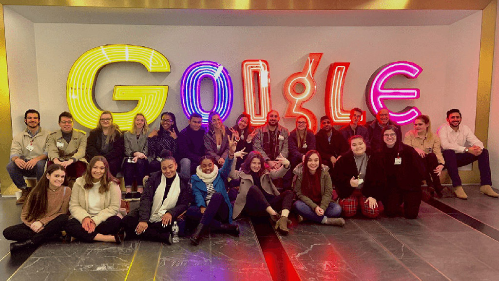 Students visiting the Google headquarters.