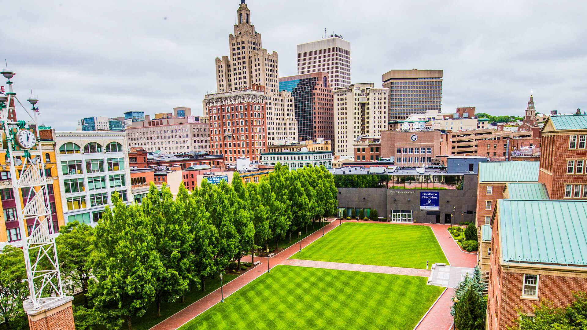 Bird's eye view of Gaebe Commons at the Providence Campus