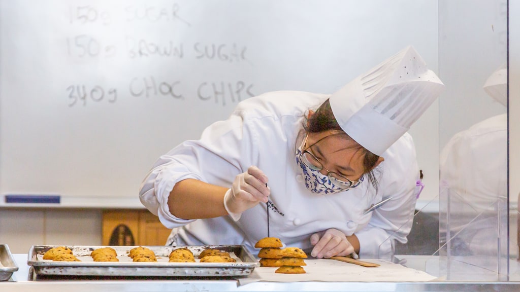 At work in a baking & pastry class, 2021.