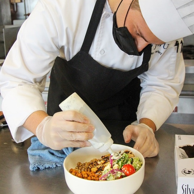 Prep of Greek Power Bowl