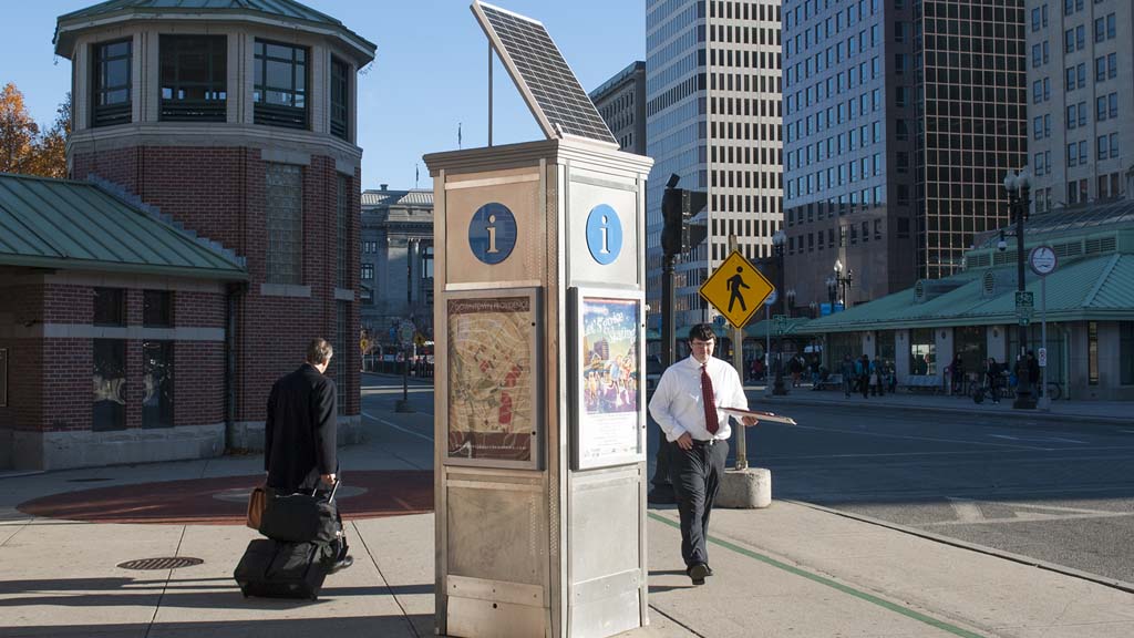 Harris designed a solar powered information kiosk located downtown at the Providence Rink.