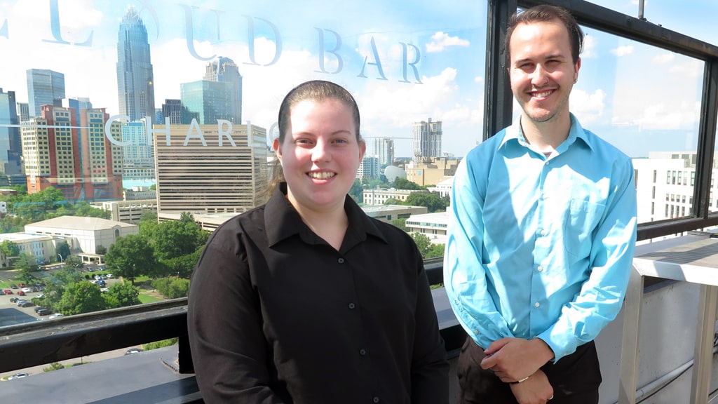 Burke Fellows Kirstin Stowe + Sean Murphy at Cloud Bar, Chef David Burke’s rooftop spot at Le Meridien Charlotte.